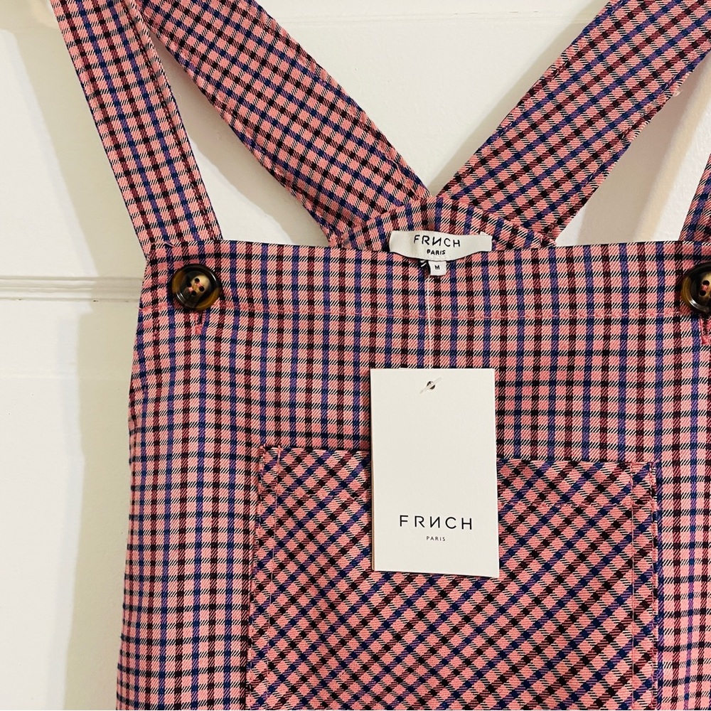 NWT Anthropologie FRNCH Pink Purple Paris Plaid Tapered Jumpsuit Overalls - Picture 9 of 12